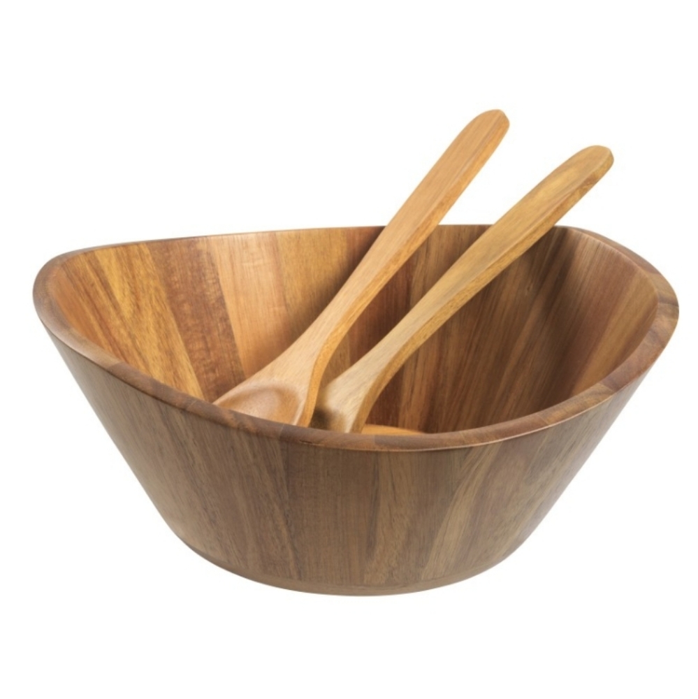 🥣 Acacia Wood Salad Serving Bowl Set